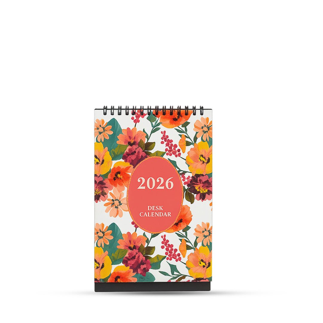 The Art loom White Floral Paradise 2026 Desk Calendar